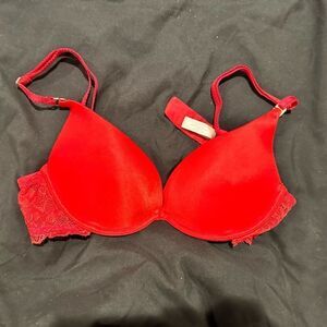 Red with lace bra 32A push up Victoria’s Secret